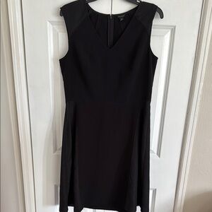 ANN TAYLOR Elegant Black Sleeveless Fit & Flare Dress w/Snakeskin, Size 12